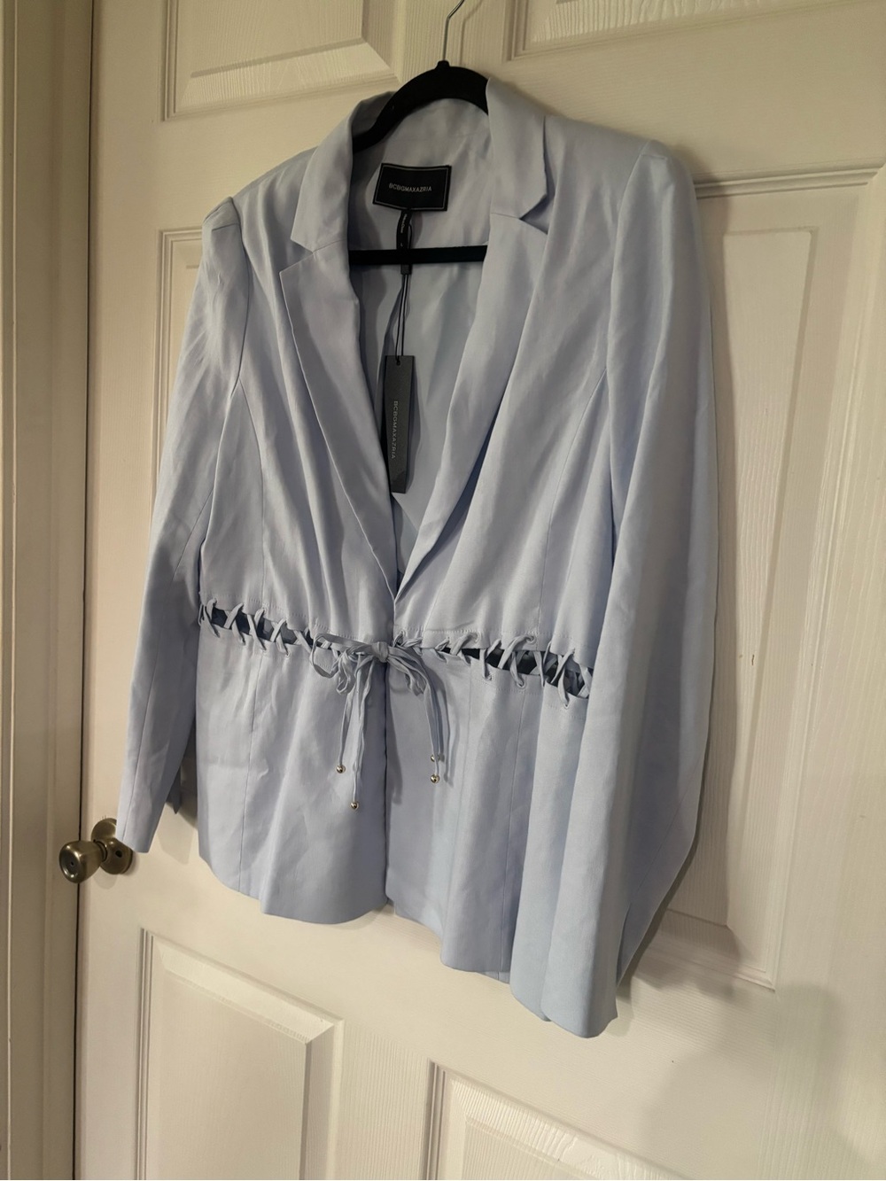 BCBG Light Blue Lace-Up Tailored Blazer - Picture 4 of 12